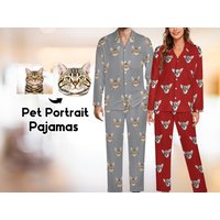 Custom Pet Portrait Pajamas, Personalized Pet Face Pajamas Sets