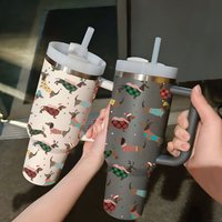 Cute Dachshund Christmas Tumbler 40oz With Handle