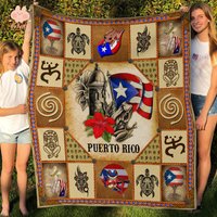 Puerto Rico Taino Symbols Fleece Blanket