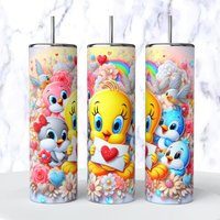 Cartoon Bird Tweety 20oz Tumbler With Lid And Straw