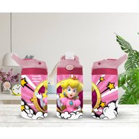 Personalized Princess Peach Inspired 12oz Kids Water Bottle
