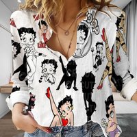 Betty Boop Women Casual Shirt, Cartoon Women Blouses