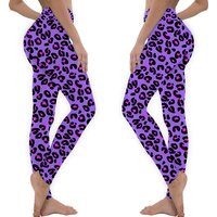 Bright Purple Leopard Spots Animal Print Pattern Leggings
