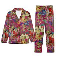 Pink Frida Khalo Pj Set, Cotton Pajama Set, Night Wear