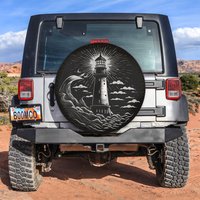 Lithograph Lighthouse Spare Tire Cover