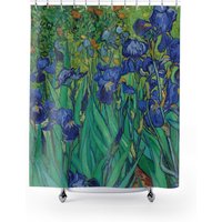 Van Gogh Print, Boho Shower Curtain, Iris Green Shower Curtain