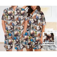 Custom Short Pajamas With Photos, Personalized Photo Pajama Set, Family Pajamas Set