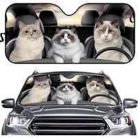 Three Cute Cats Front Window Sunvisor Sunshade Car Truck Windshield
