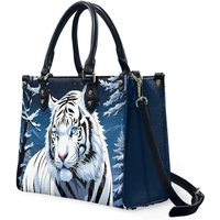 Siberian White Tiger Leather Bag, Animal Lover Handbag
