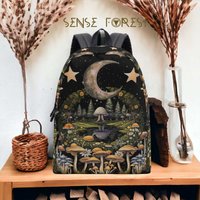Cottagecore Outdoor Lover Celestial Moon Stars Fairyland Backpack, Back To School Day Pack
