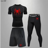Men's Compression T Shirt Quick Dry Mens Running Superhero Gym Fitness Rashgard Tight Set