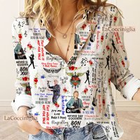 Bon Jovi Vintage Women Casual Shirt, Bon Jovi Women's Blouses, Vintage Shirt