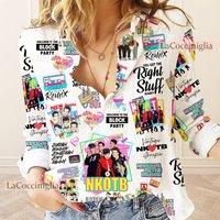 Nk On The Block Vintage Pattern Women Casual Shirt, Nkot Block Shirt