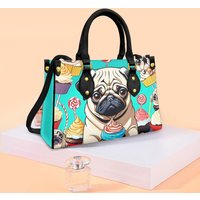 Pug Cupcake Leather Bag, Animal Lover Handbag