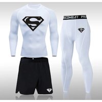 Men's Superman Tracksuit Tights Suit Fitness Workout Rashguard Men's Tracksuit