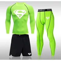 Men's Superman Tracksuit Tights Suit Fitness Workout Rashguard Men's Tracksuit