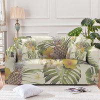 Tropical Couch Cover, Sofa Slipcover, Palm Tree Leaves And Hibiscus Flowers