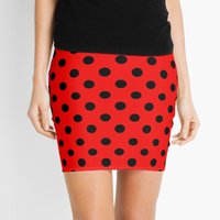 Red And Black Polka Dots | Ladybug Pattern | Halloween Outfit Mini Skirt