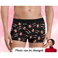 Personalized Face Boxers For Husband,i Love My Wife Boxer