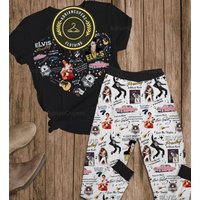 Elvis Presley Pajamas Set, Elvis Presley T-shirt, Elvis Presley Pants, Elvis Women Pajamas, Elvis Presley Pjs Set