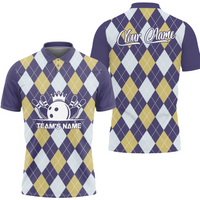 Personalized Argyle Pattern Crown Emblem Bowling Polo Shirt