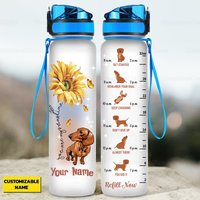Dachshund Water Tracker Bottle, Sunflower Water Bottle