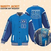 Custom Monster University Uniform Blue Arm Varsity Jacket, Baseball Jacket