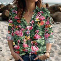 Flamingo Linen Shirt For Animal Lovers