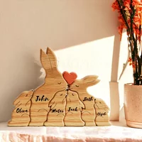 Personalized Wooden Bunny Family Puzzle