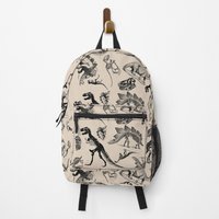 Vintage Museum Dinosaurs And Skeletons Black And Cream Backpack