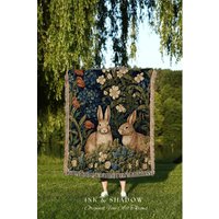 Cottagecore Rabbit Woven Blanket