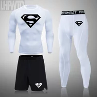 Men Superhero Sport Suits Jerseys Tights Pants Running Boxing Sets