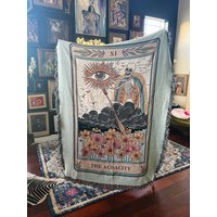 The Audacity Skeleton Tarot Card Woven Throw Blanket, Skeleton Lovers Tarot Blanket Woven