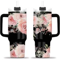Pink Floral Wildflowers Tumbler 40oz With Handle