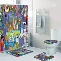 Scooby-doo Monster Mash Up! Print Shower Curtain Bath Math Toilet Lid Cover Mat