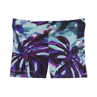 Shorts, Purple Tropical Biker, Women's Short Pants