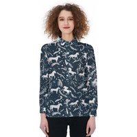 Unique Horse Navy Pattern Casual Shirt