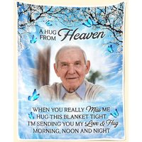 Kisses From Heaven Granparents Custom Upload Photo Memorial Personalized Blanket
