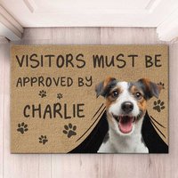 Funny Visitors Must Be Approved By This Dog Cat Personalized Custom Upload Image Doormat