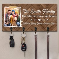 Our Life Story Our Home Family Members Custom Upload Photo Personalized Key Holder