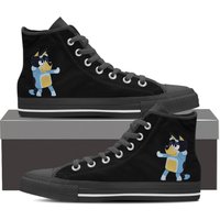 Dancing Blue Heeler Dad Shoes Black Canvas High Top Sneakers