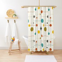 Mid Century Modern Abstract Pattern 29 Cream Shower Curtain