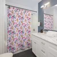 Heeler Sisters Shower Curtain, Blueydad & Bingo Shower Curtain
