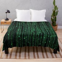 Hd Matrix Digital Rain Throw Blanket
