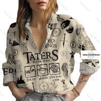 Lord Of The Rings Linen Shirt, Lotr Taters Potatoes Linen Button Shirt