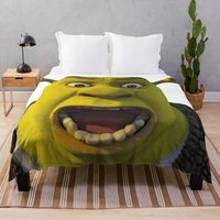 Shrek Meme Surprised Sticker Throw Blanket