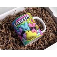 3d Chilling With My Peeps Bunny Design For Mug 11oz & 15oz, Vibrant Rabbit Mug