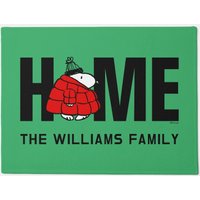 Custom Name Snoopy Red Puffer Jacket Doormat