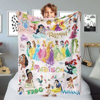 Personalized Watercolor Princess Blanket, Custom Baby Girl Blanket