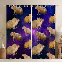 Capybara Window Curtain Set, Wild Jungle Lovely Animal Window Drapes